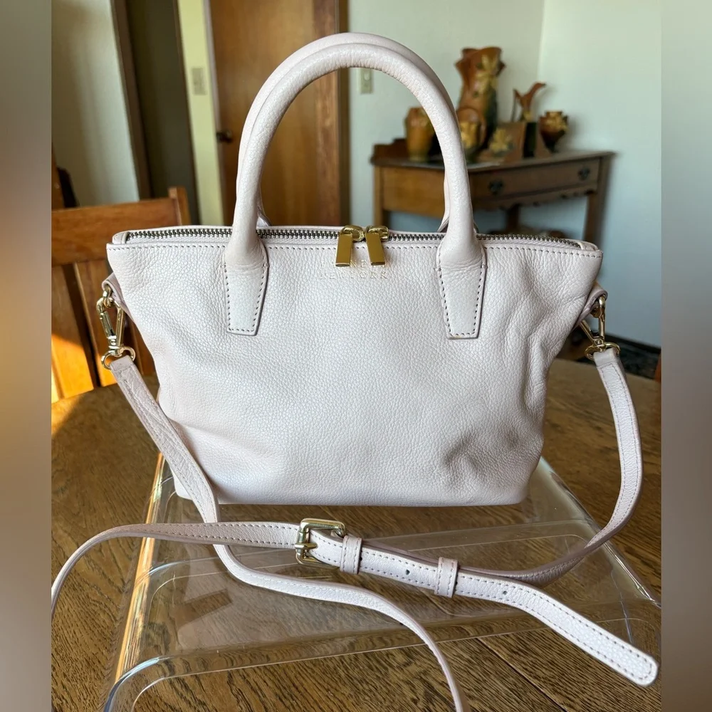 Barney’s New York Blush Pink Pebbled Leather Satchel Gold Hardware